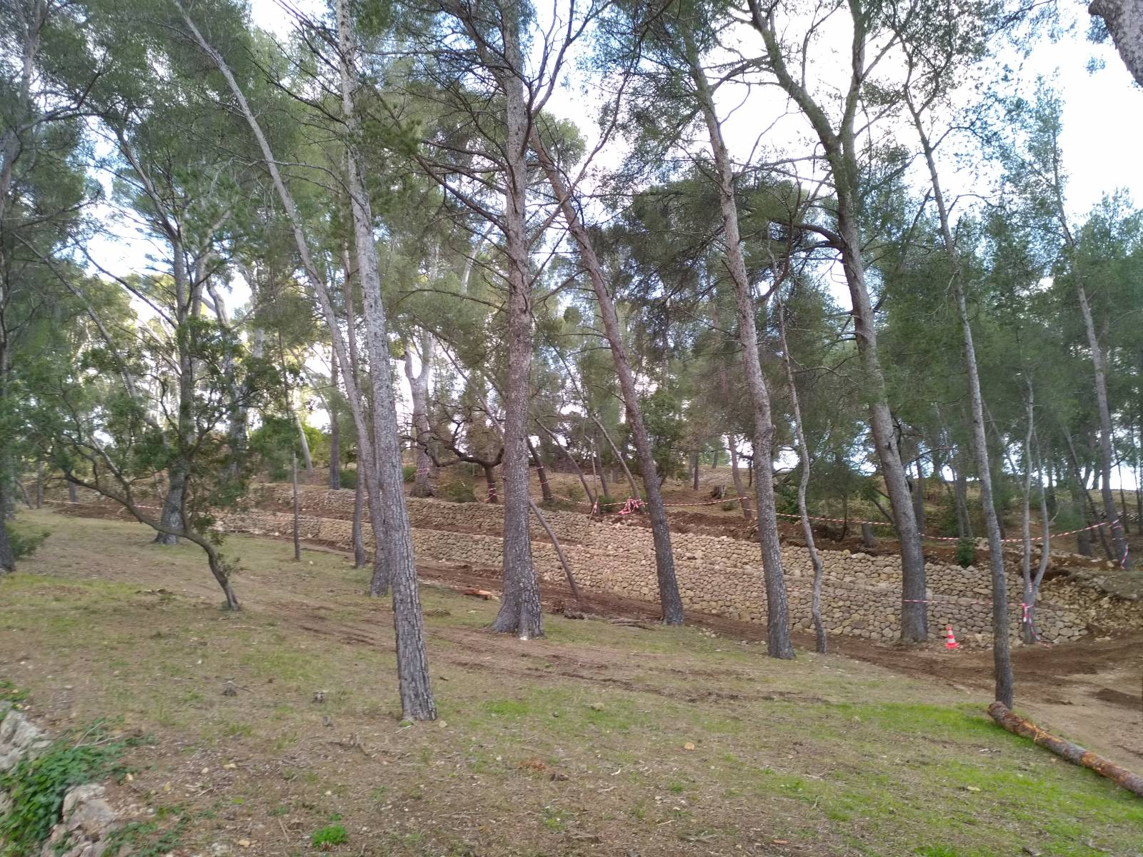 reconstruction d'un vieux mur en pierres en région Provence cote d'azur à Ollioules prés de Sanary sur mer