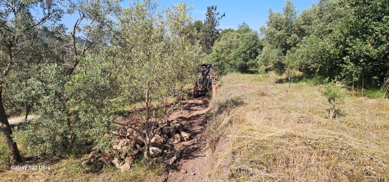 Reconstruction murets en pierres sèches de restanques au jardin des Olivier de la Mairie d'Ollioules