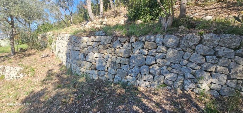 Visite 3 ans après sur la reconstruction de murets en pierres sèches à Mouans-Sartoux dans Alpes-Maritimes, en région Provence-Alpes-Côte d'Azur.